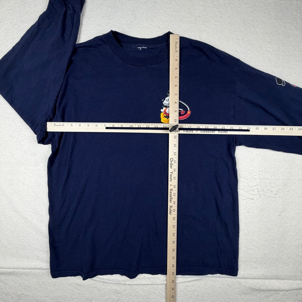 Disney Mickey Mouse Long Sleeve Shirt Navy Blue Character Sleeve Graphic Mens L - Picture 4 of 6